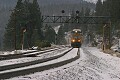 Eastbound freight descends Donner Pass into Truckee