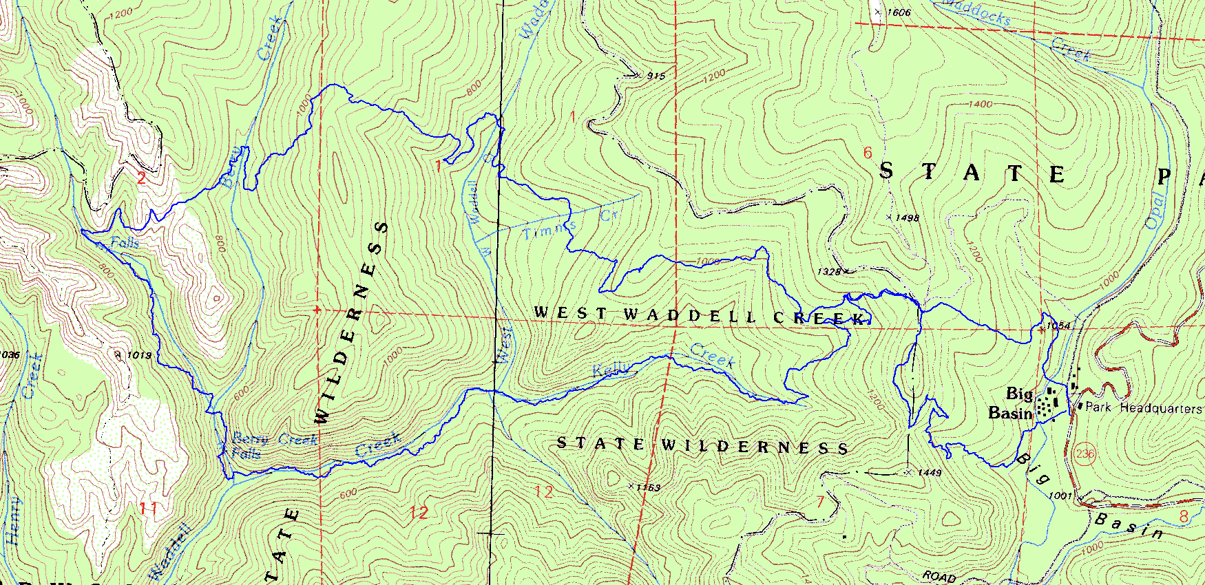 Big Basin Topographic Map