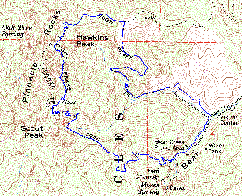 Pinnacles topographic map