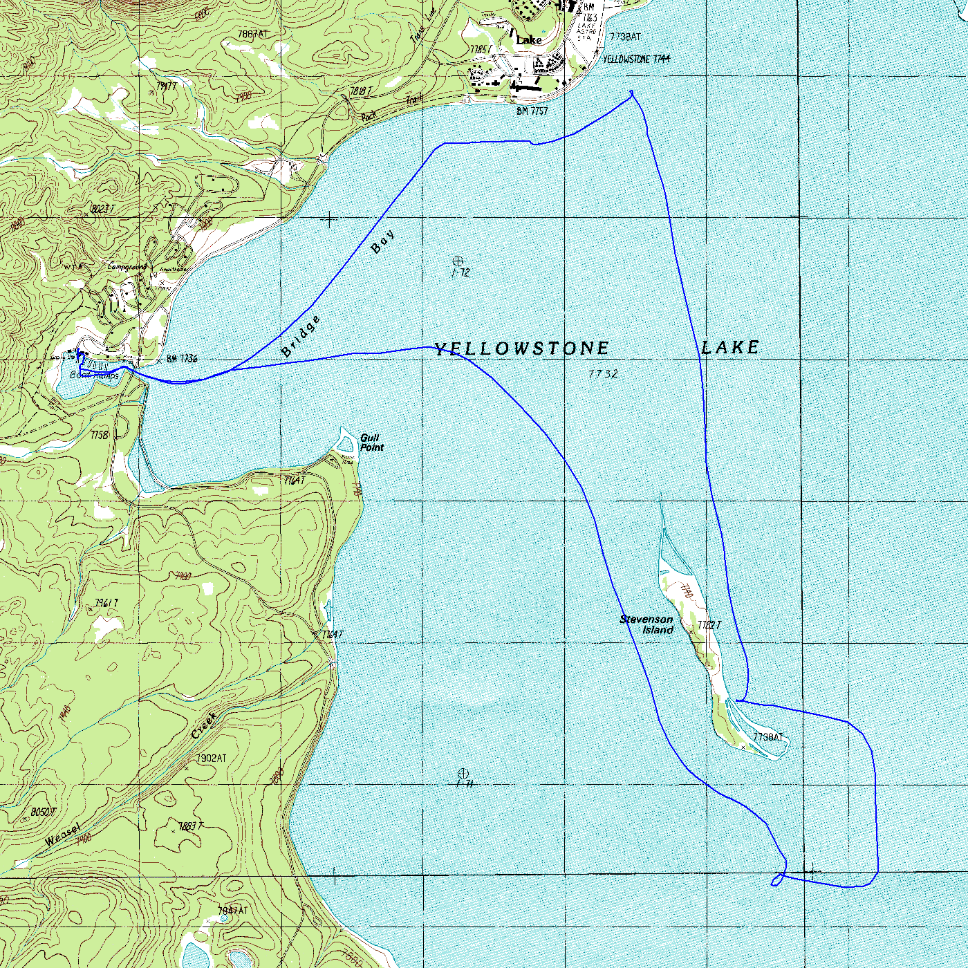 Yellowstone Lake Topo Map