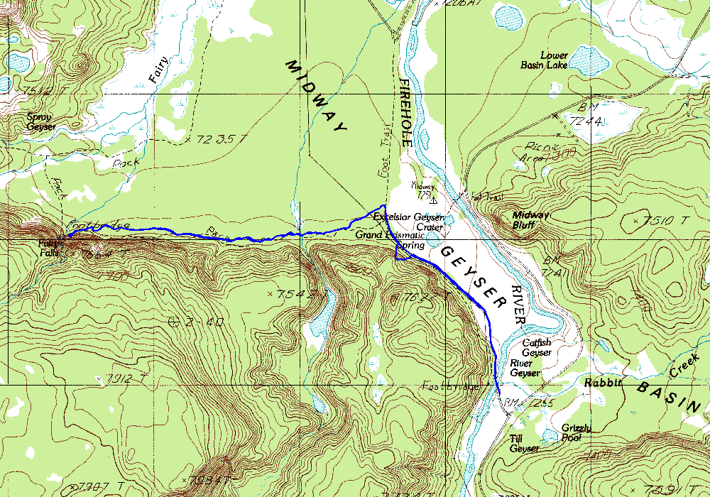 Midway Geyser Basin Topo Map