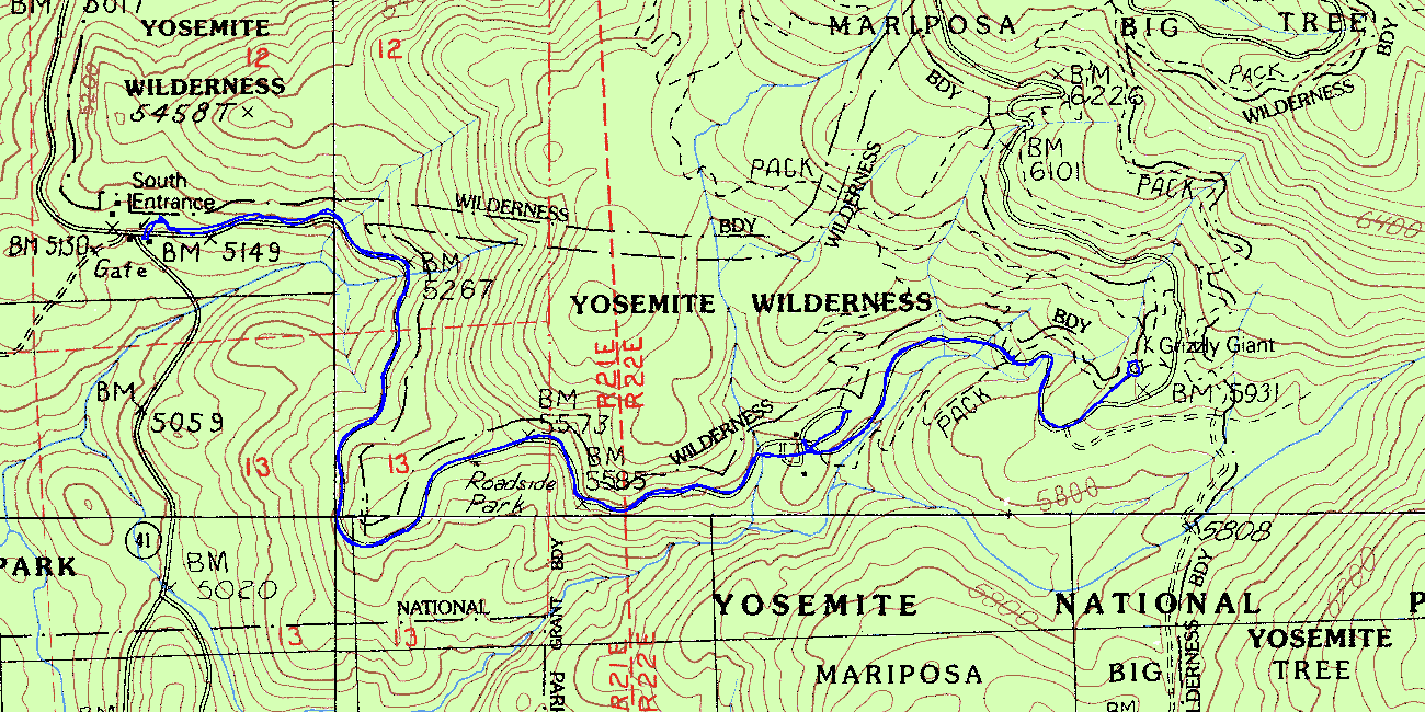 Mariposa Grove Topographic Map