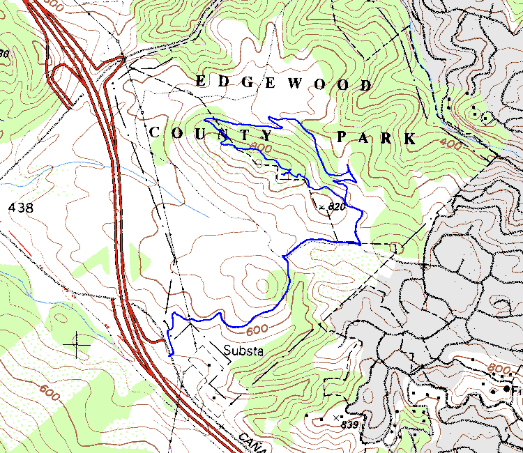 Edgewood County Park topo map