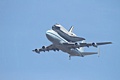 Space Shuttle Endeavour approaches Moffett Field