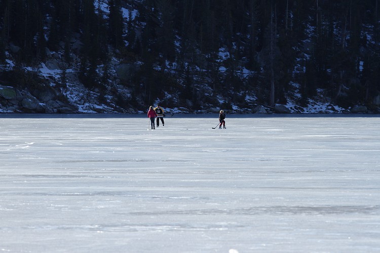 Skaters on Tenaya Lake