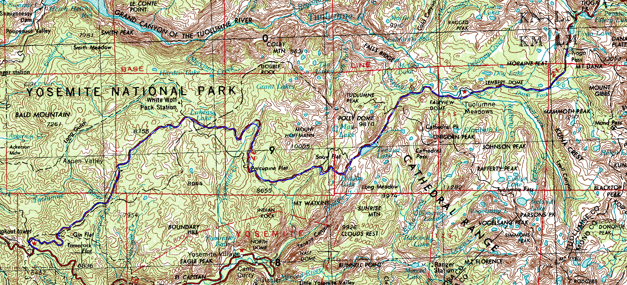 Tioga Road topograpghic map
