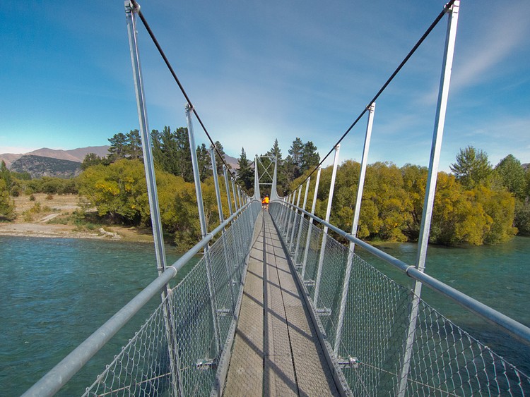 Hawea River swing bridge