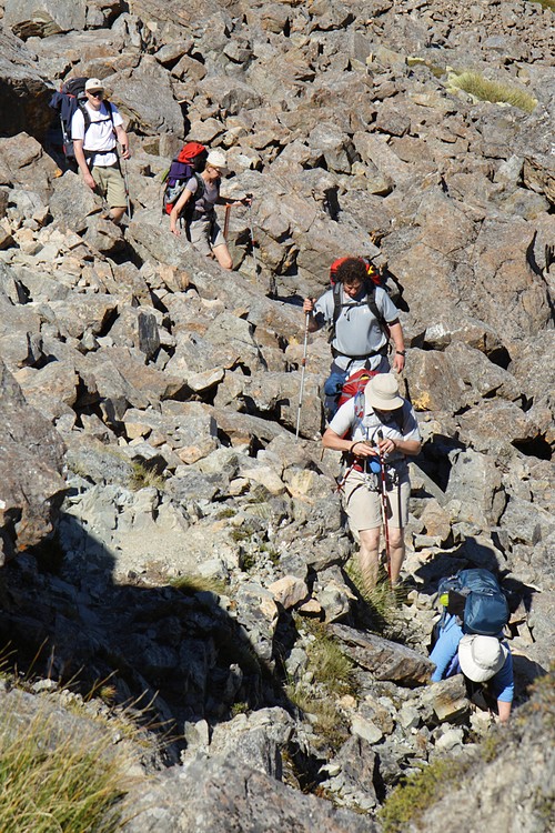 Trampers on Roberts Ridge Route