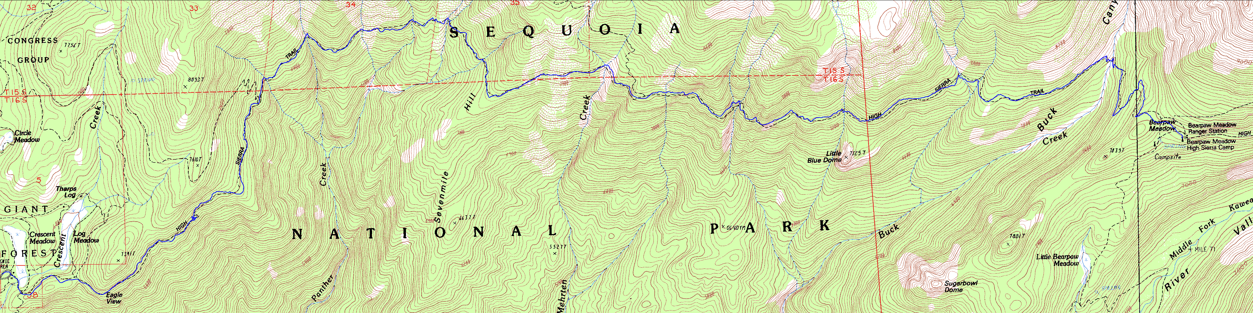 High Sierra Trail Topo Map