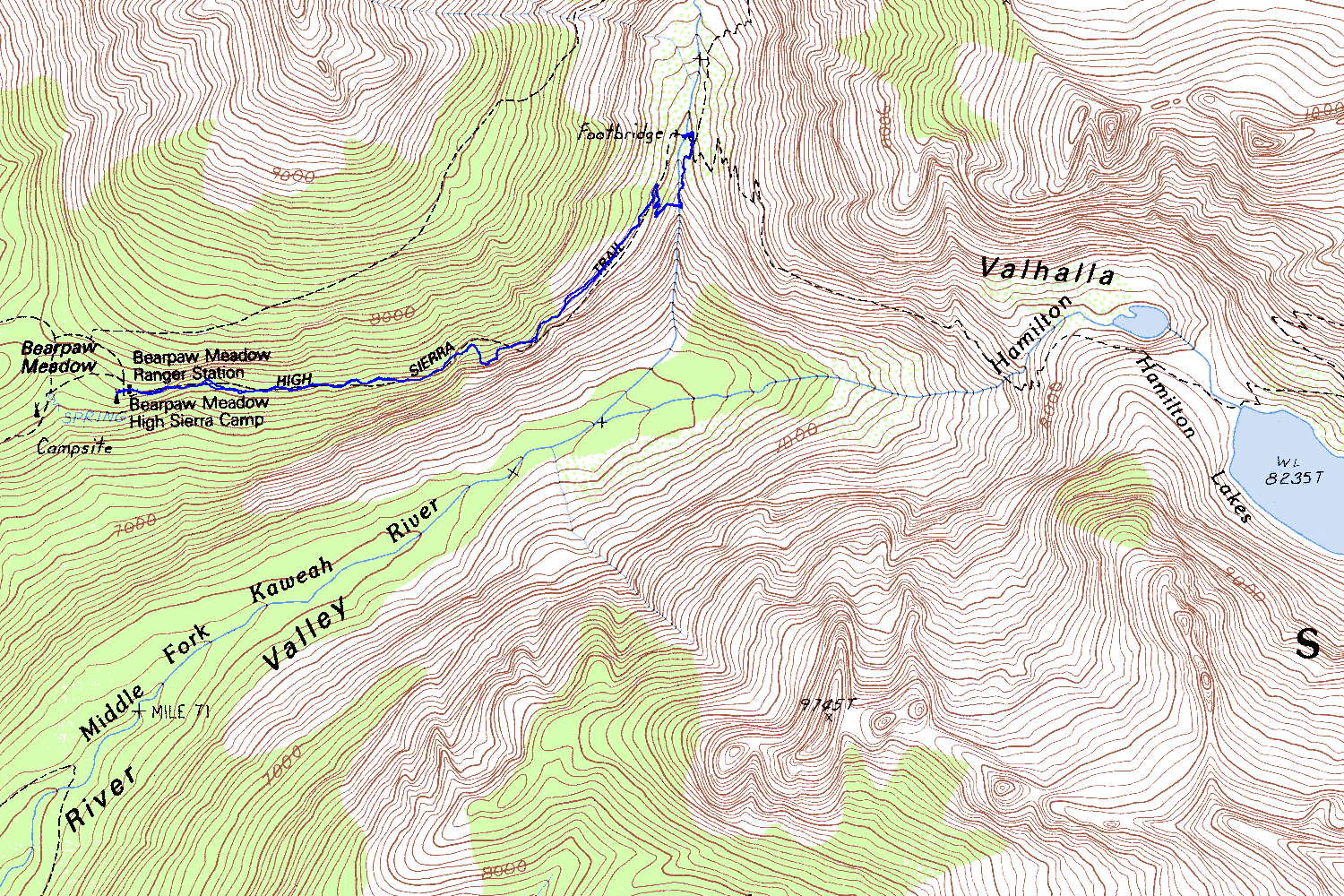 High Sierra Trail Topo Map