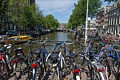 Bikes parked on bridge