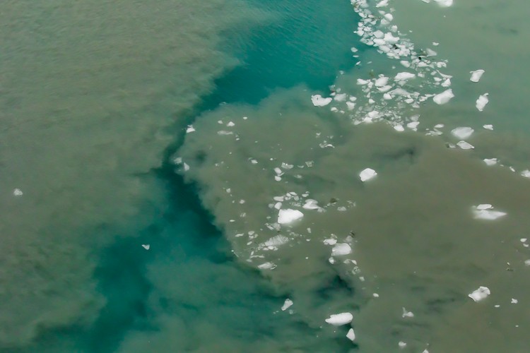 Glacier water mixing with tidal water