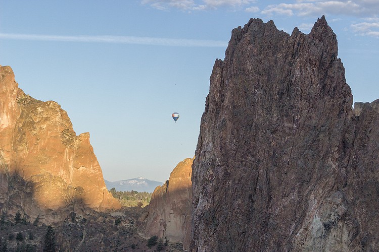 Hot air balloon over Smith Rock
