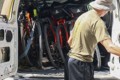 Loading bikes for a shuttle ride