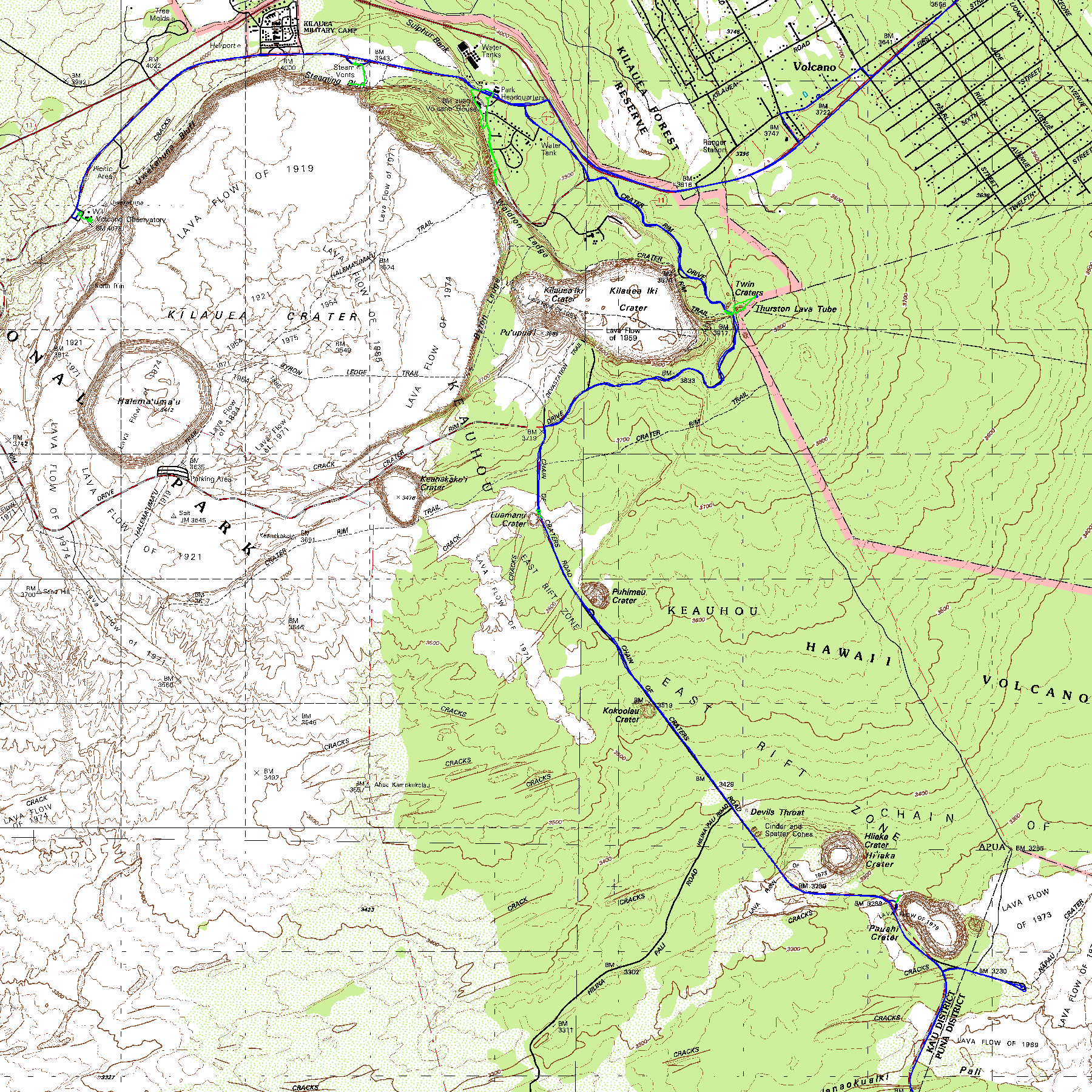 Hawaii Volcanoes N. P. Topographic Map