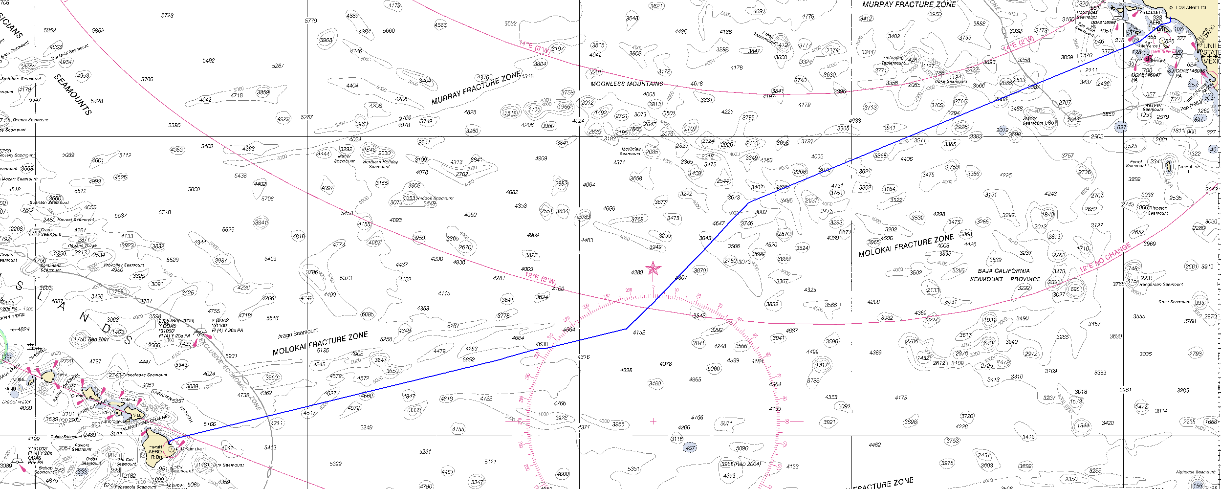 Los Angeles to Hawaii Sailing Chart