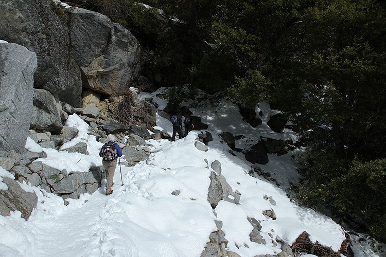 Diane hikes the Upper Yosemite Falls Trail