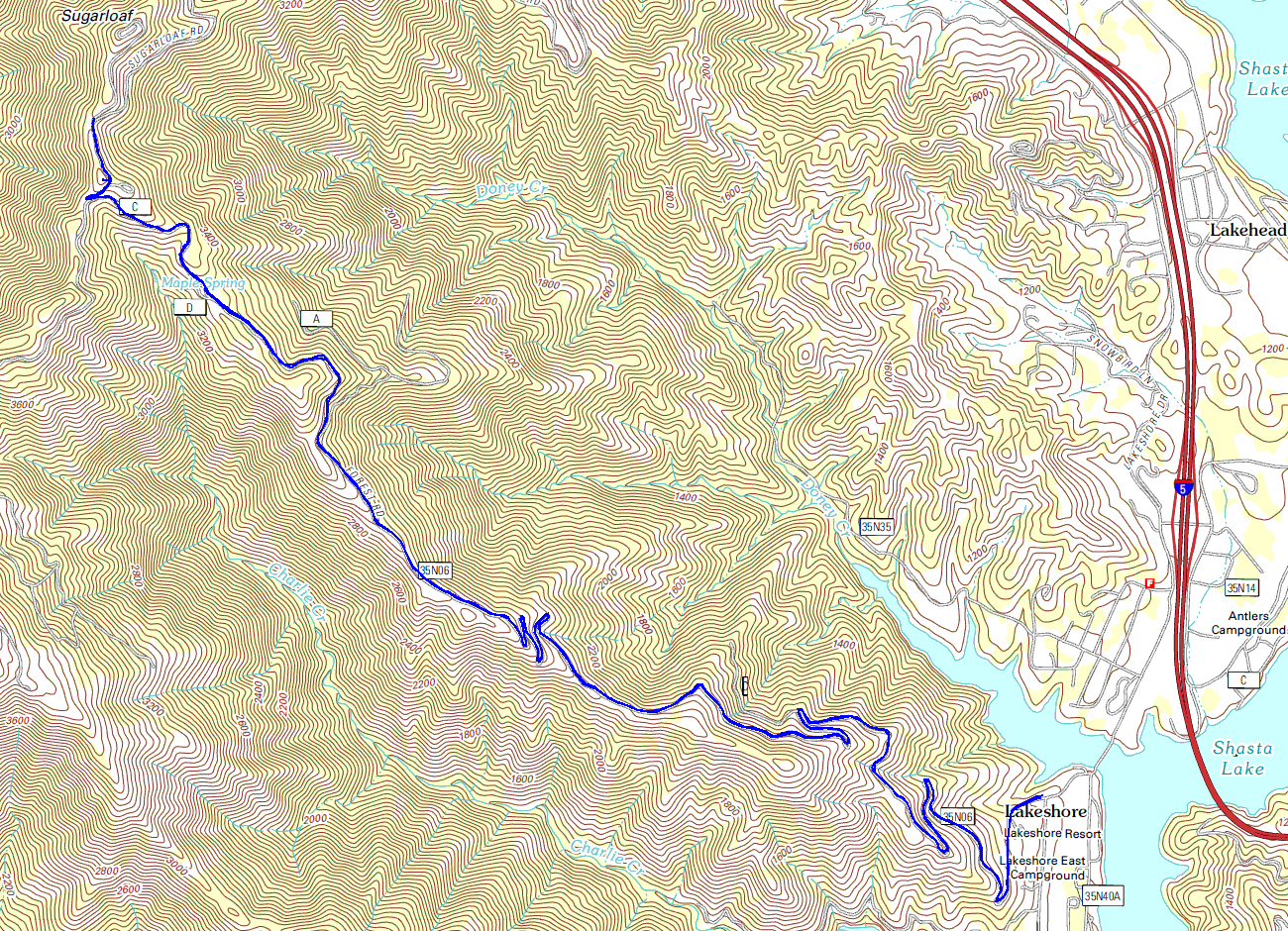 Forest Road topo map