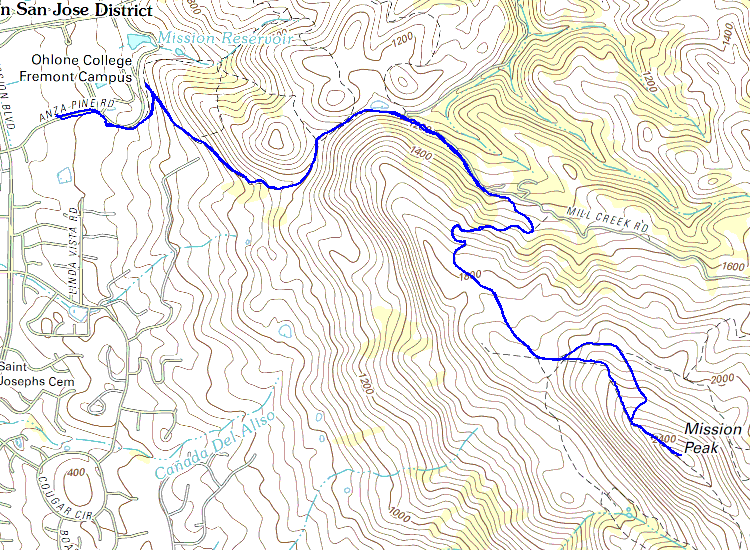Mission Peak Topographic Map