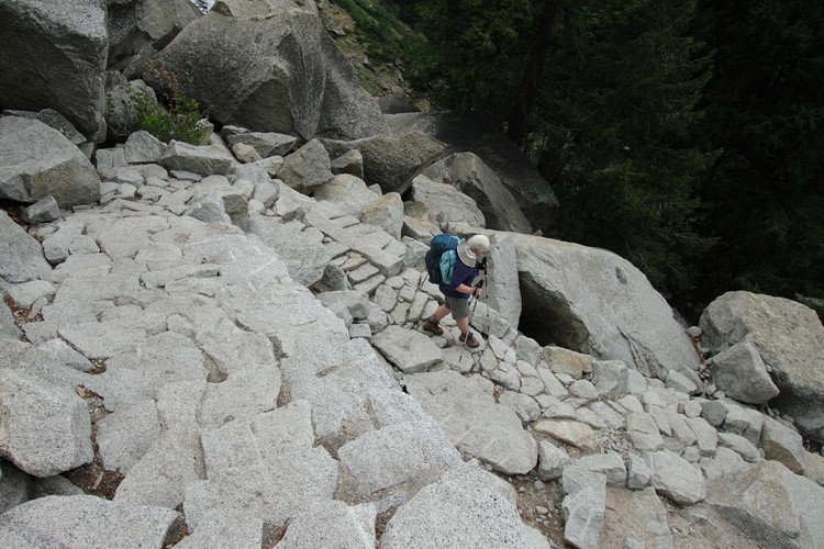 Diane descends the Mist Trail